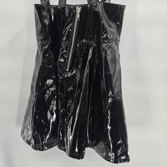 Social Collision Black Faux Leather Alt Goth Suspender Mini Skirt Small - Picture 5 of 10
